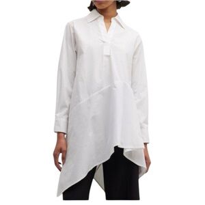 ZARA Poplin White Asymmetrical Tunic Dress Sz XS NWT